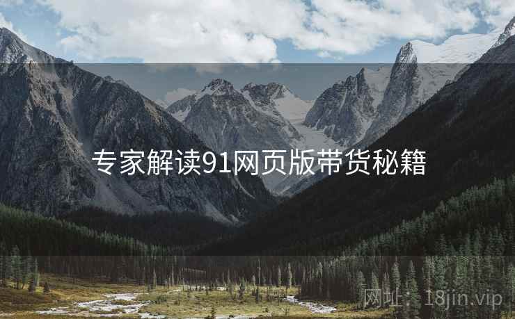 专家解读91网页版带货秘籍